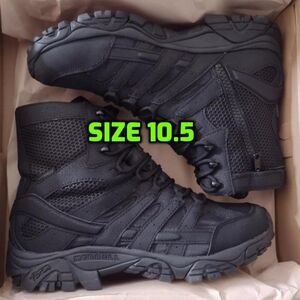 New Merrell Moab 2 8" Tactical Waterproof Side-Zip Black Boot, 10.5